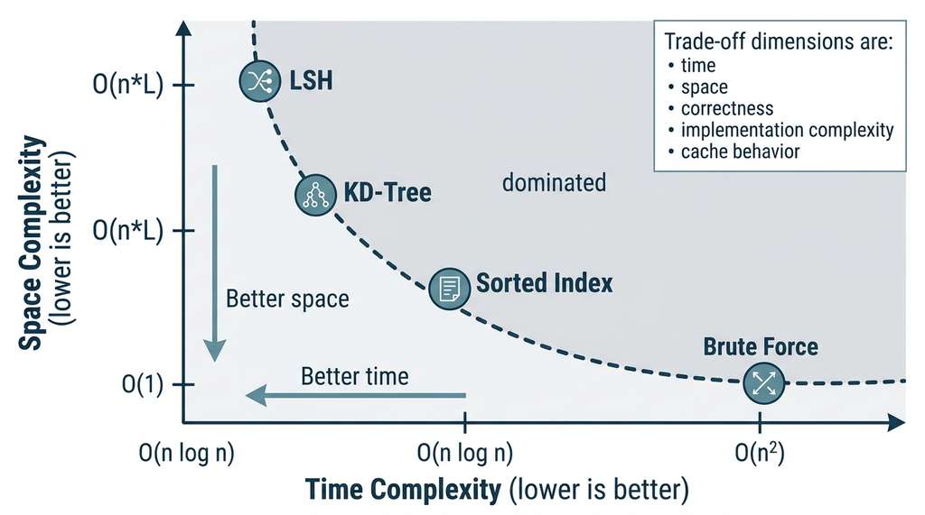 Algorithm trade-off Pareto frontier