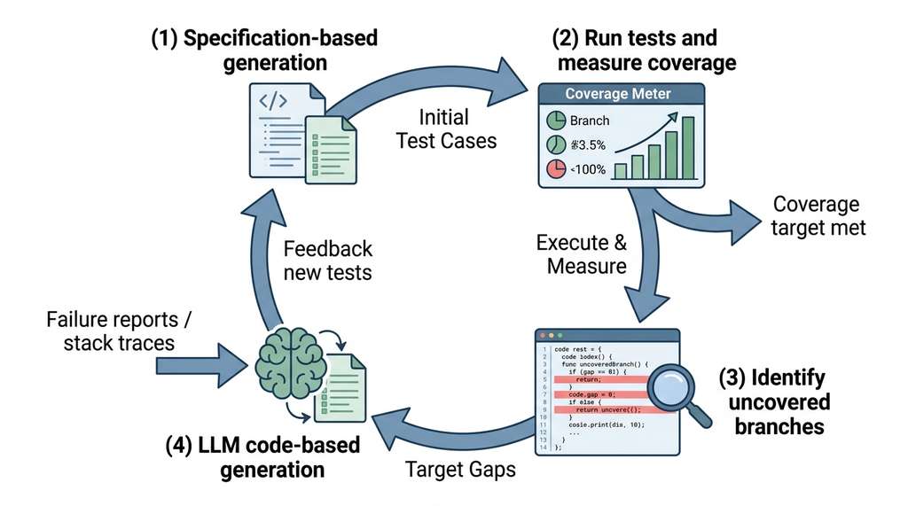 Coverage-guided test generation loop