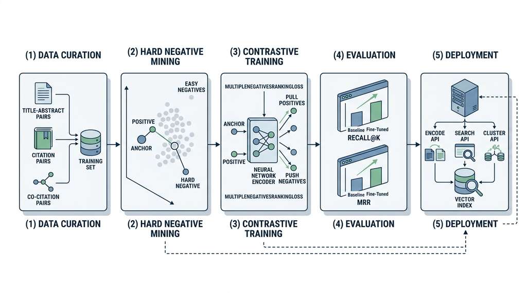 End-to-end domain embedding fine-tuning pipeline