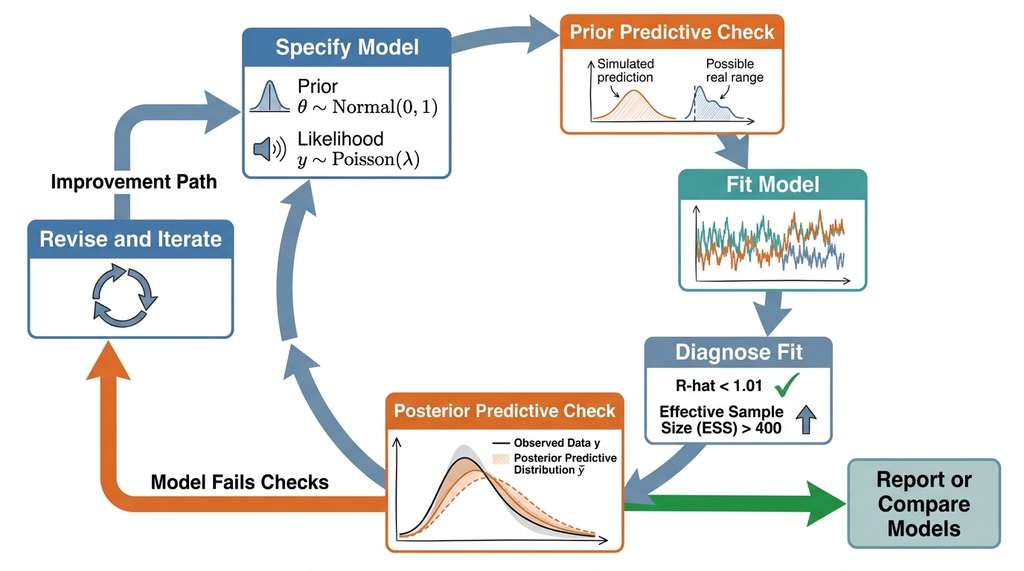 Iterative Bayesian model-building cycle