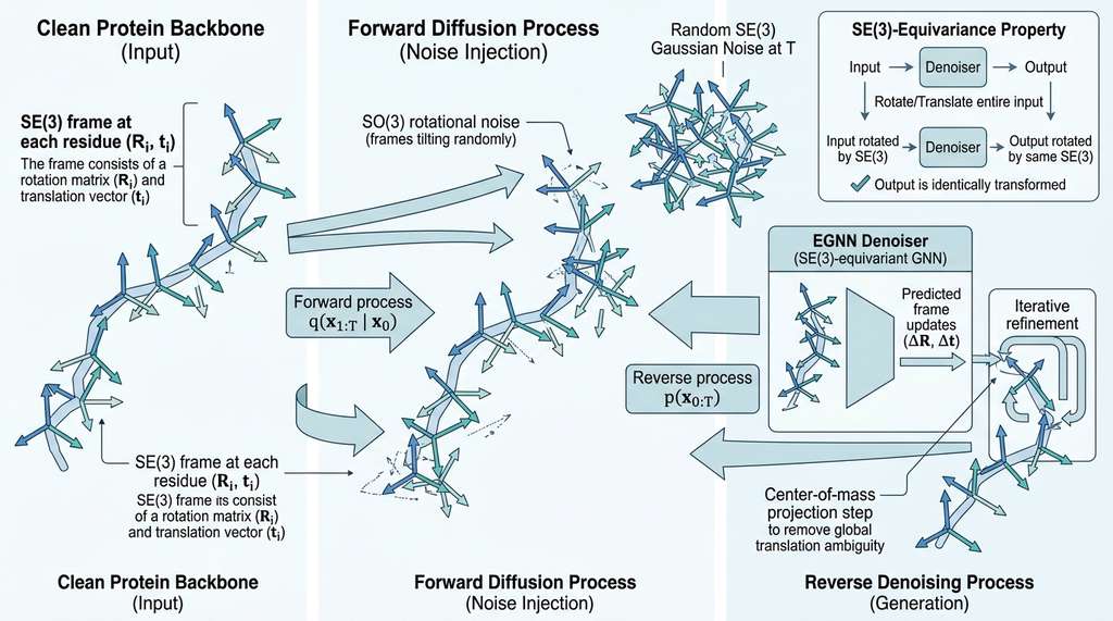 SE(3)-equivariant diffusion process for protein backbone generation