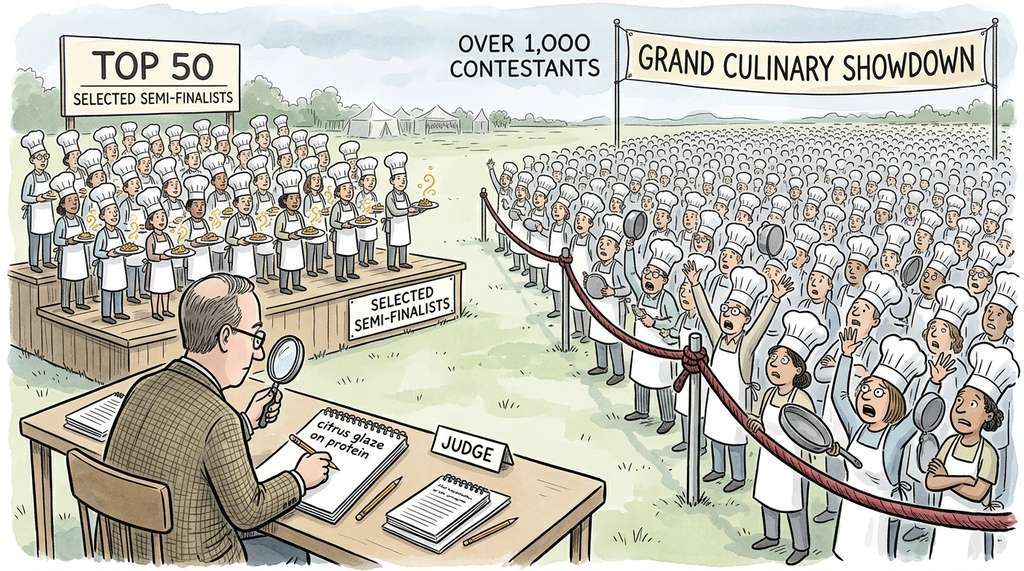 Risk-seeking policy gradient as a talent-show judge who ignores 950 mediocre acts and studies only the top 50