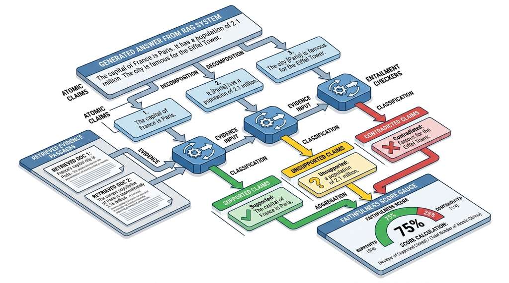 Atomic claim decomposition and faithfulness verification pipeline