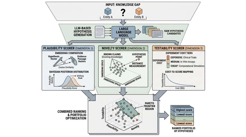 Hypothesis scoring pipeline with three orthogonal dimensions