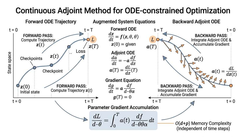 Continuous adjoint method for ODE-constrained optimization