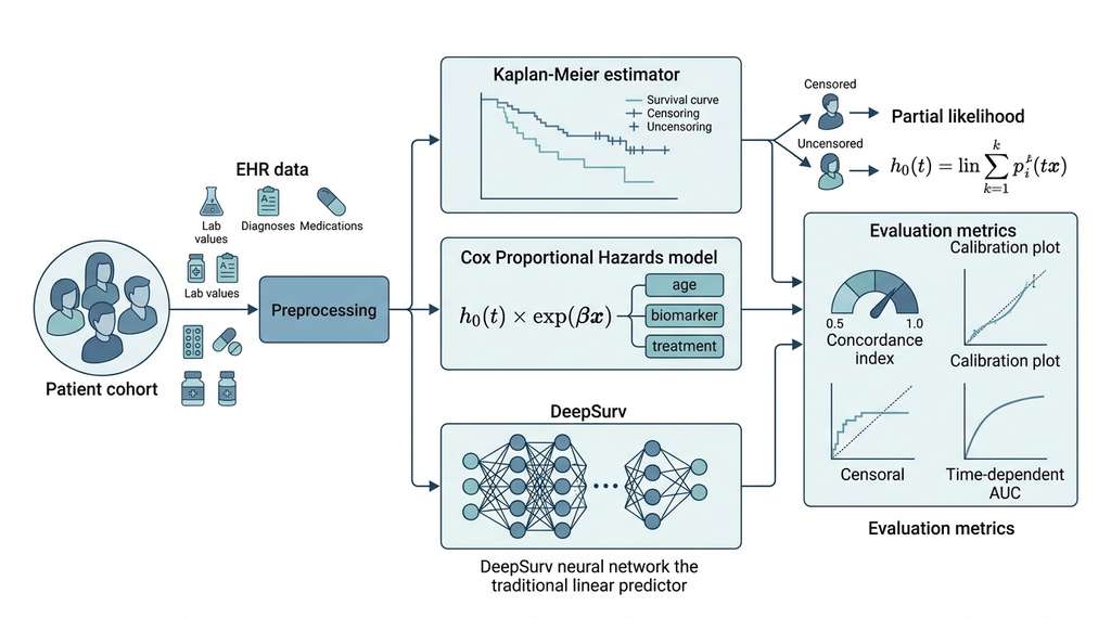 Cox proportional hazards model and deep survival models pipeline