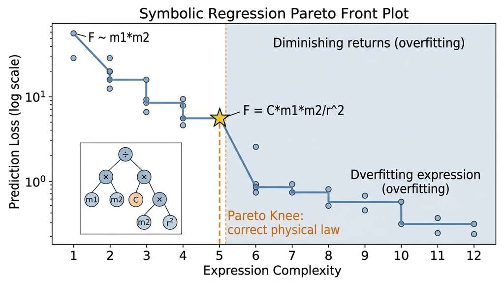 Pareto front of symbolic regression expressions