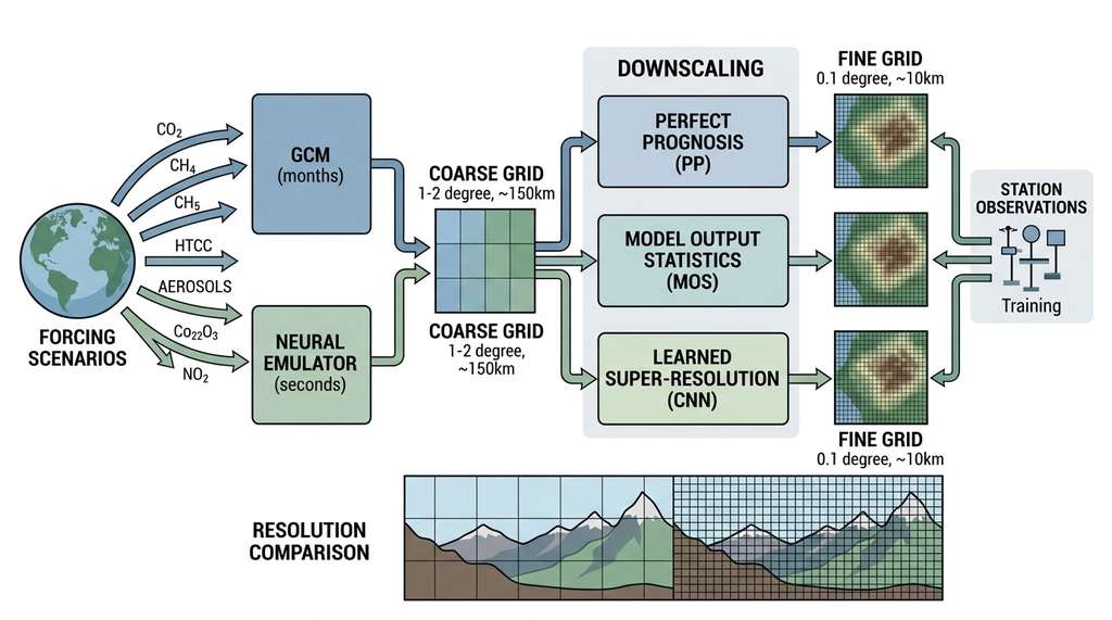 Climate emulation and downscaling pipeline