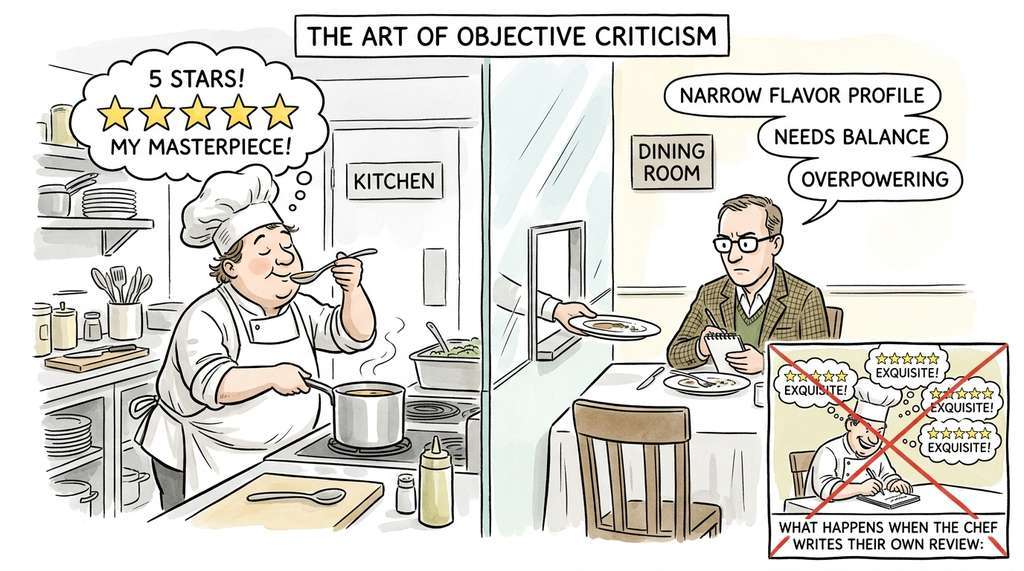 Separating experiment execution from evaluation like separating the chef from the restaurant critic