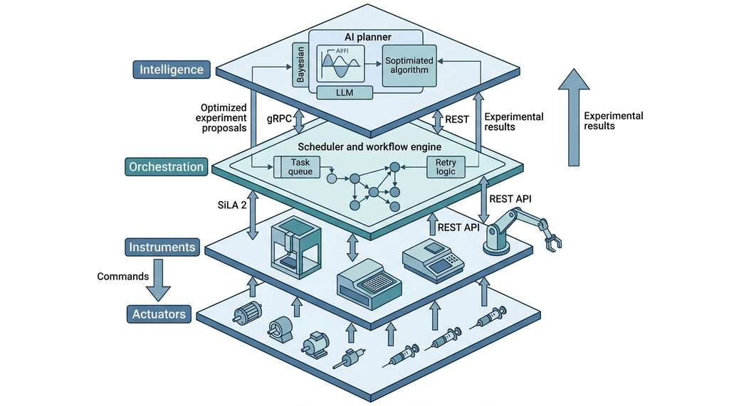 Four-layer laboratory automation stack