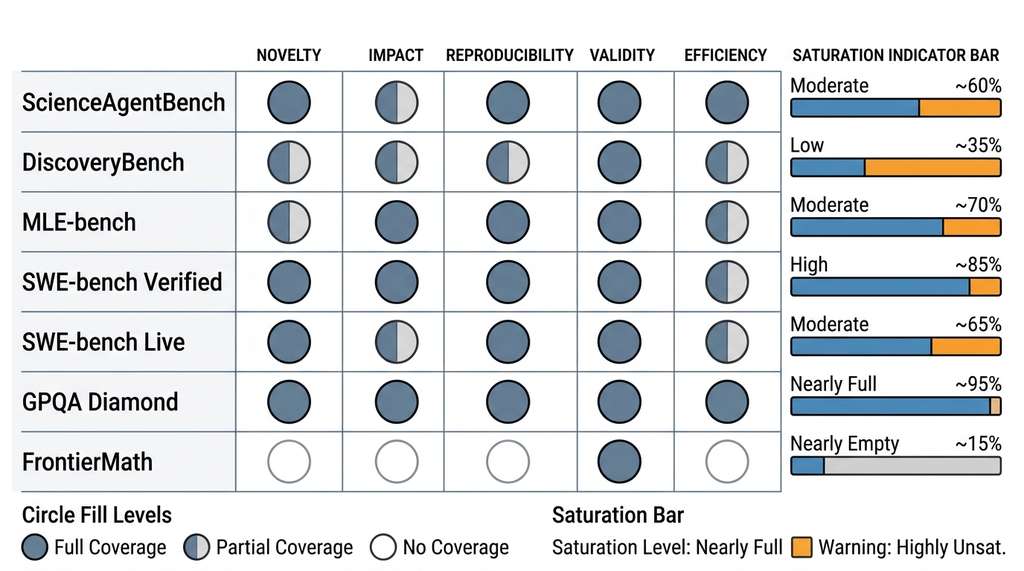 Benchmark coverage map across discovery quality axes