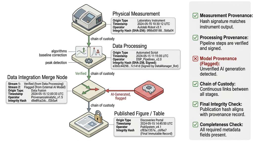 Data provenance chain for autonomous discovery systems