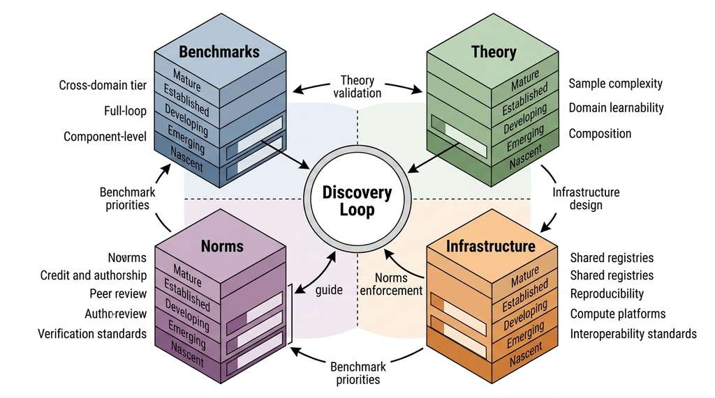 Four-dimensional gap framework for Discovery AI maturity